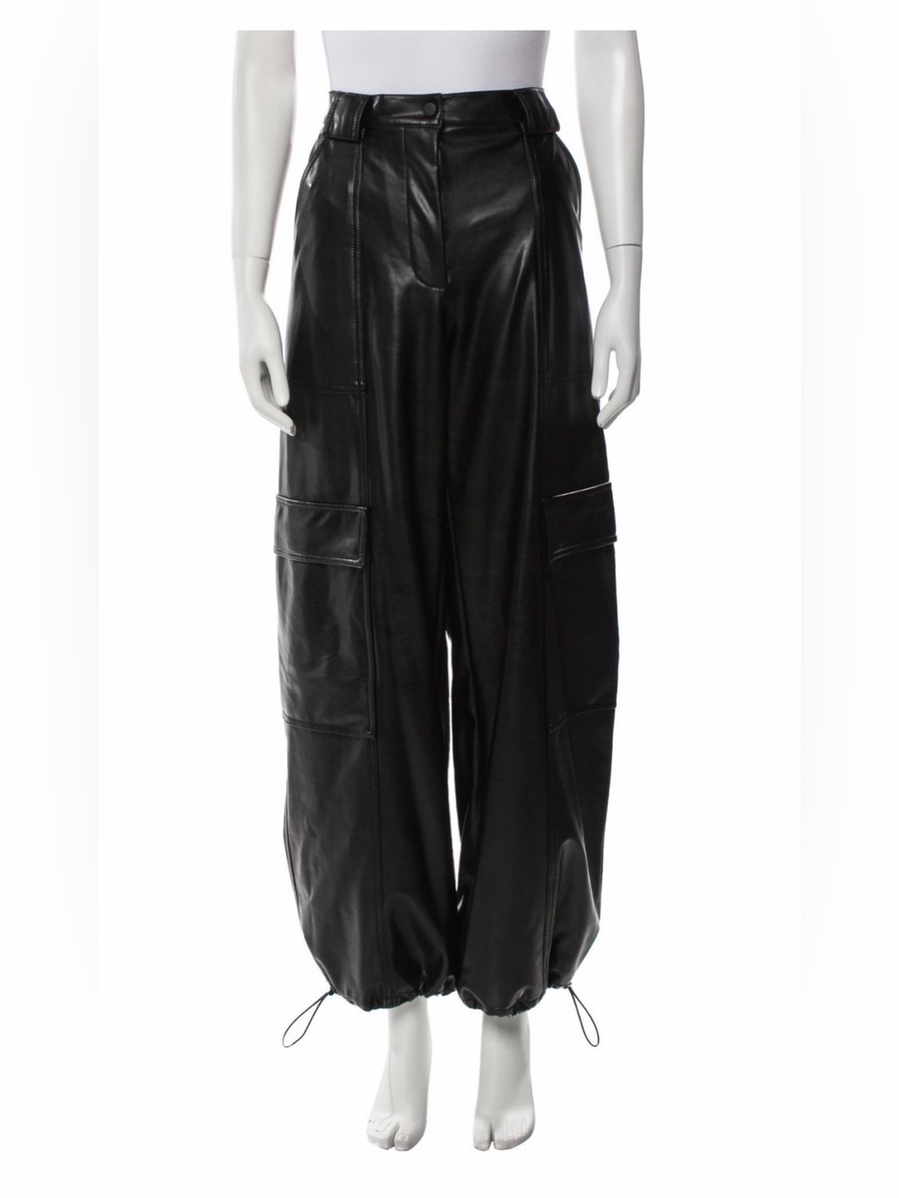 Simkai [like new] Black Faux Leather Wide Leg Cargo Pants